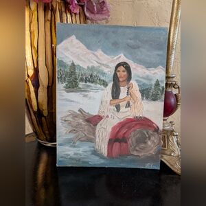 Native American Woman Vintage Painting
